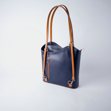 Soft slouchy navy blue leather shoulder bags for ladies